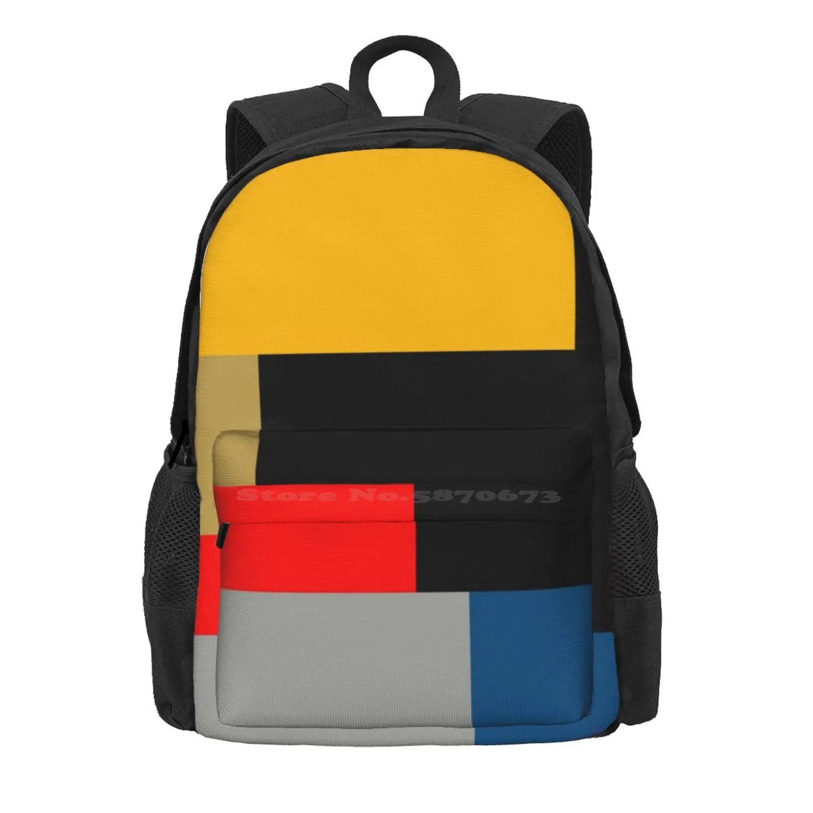 Modernism One Hot Sale Schoolbag Backpack Fashion Bags Modernism Mondrian Destijl Holland Blocks Color Primary Timeless