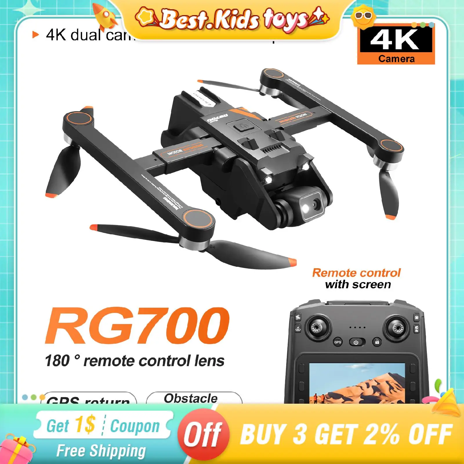 RG700PRO RC4K Drone GPS Aerial Screen Control Aerial Photography Double Camera Return Quadcopter Brushless Obstacle Avoidance