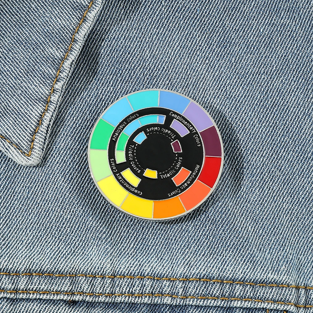 Colorful Wheel Enamel Brooch Theory Artist Badge Gifts Lapel Pins for Backpack Hat Jacket Badge Accessories