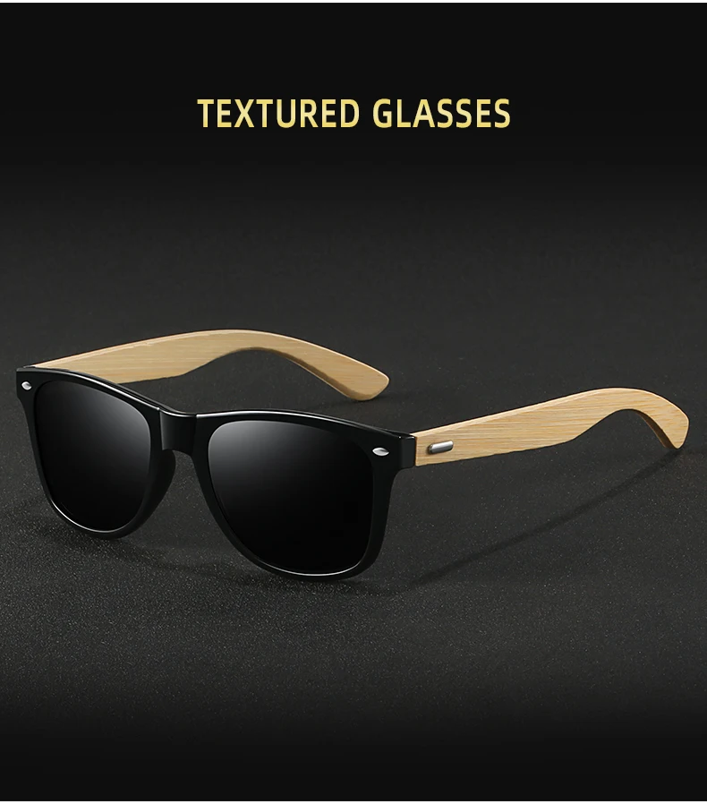 Mode Bambus Holz Vintage Quadrat Sonnenbrille Männer Frauen Luxus Marke Designer Sonnenbrille Holz Fahren Angeln UV400 Brillen – Detail 4