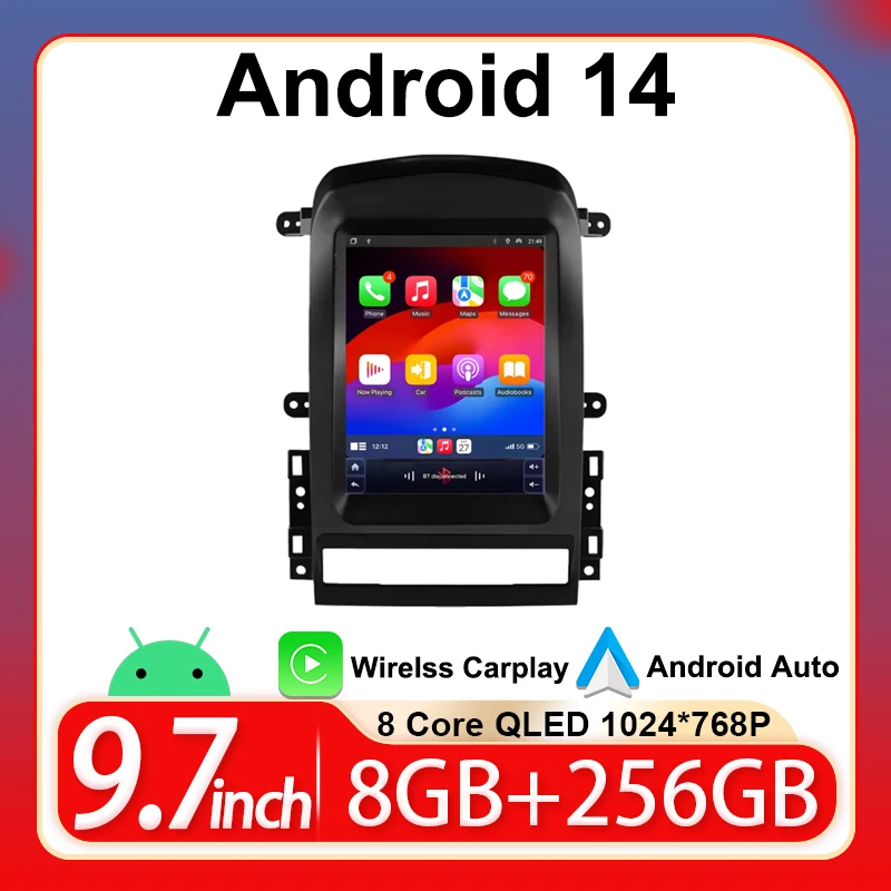 

For Chevrolet Captiva Sport 2006-2012 9.7 inch Android 14 Radio For Tesla Style Car Carplay Screen Stereo Head Unit Mirror Link