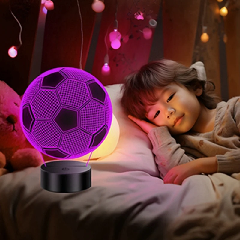 ABDJ-футбольная лампа для детей, 3D-илюзия, ночник, 16 цветов, пульт дистанционного управления, идеальный подарок для мальчиков,