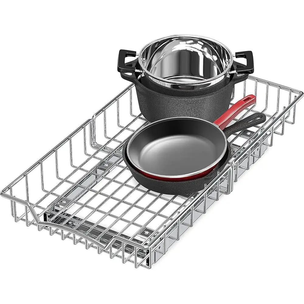 

Under Cabinet Pull Out Sliding Shelf Drawer Organizer, 21"" D X 11"" W