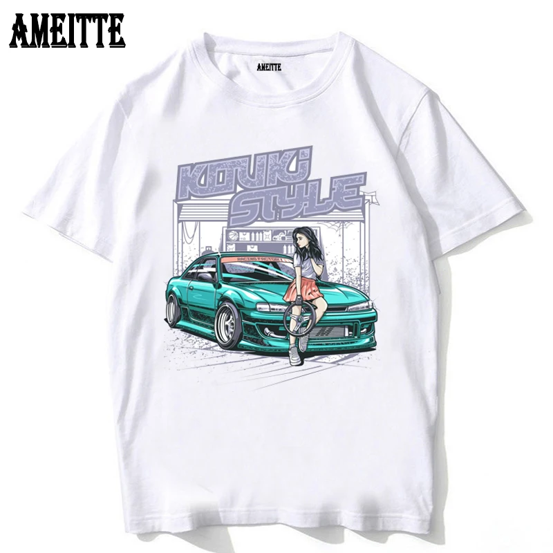 Silvia S14 Louki vs Zenki Silvia S13 S15 Drift King Style T-shirt New Summer Men Short Sleeve JDM Sport Anime Cartoon Boy Tees