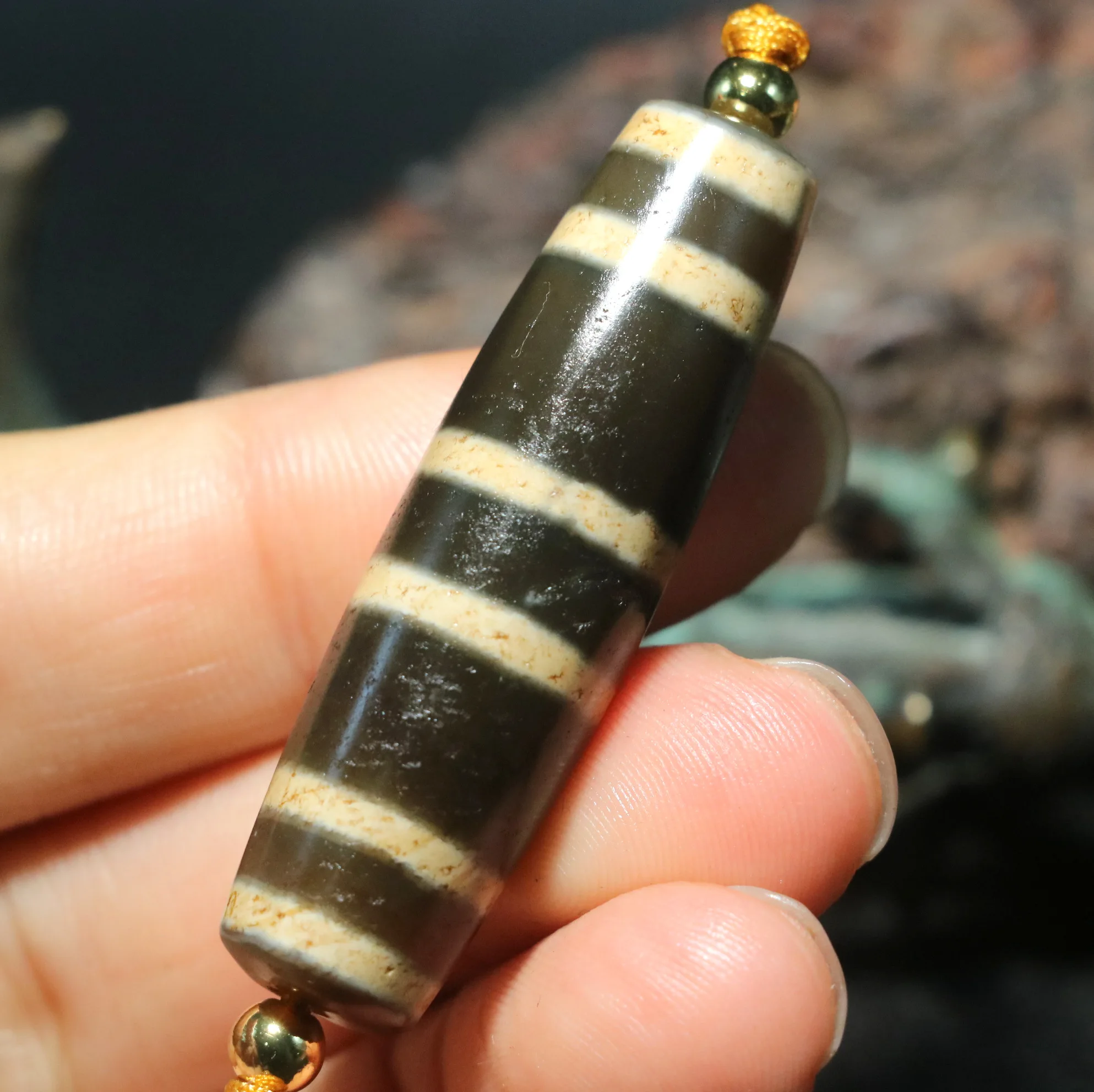 5A Magic Energy Tibetan Old Agate 6 Stripes Healer Medicine DZi Bead Pendant Amulet Timestown Treasure Jewelry UPD240314c3