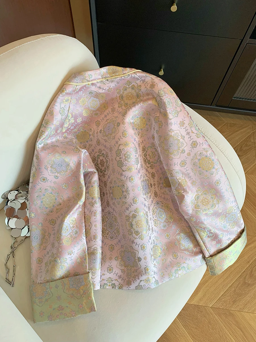 

Sweet Pink Emed круглый Ne Jaet женский модный свободный универсальный топ на пуговицах в китайском стиле, осеннее теплое пальто