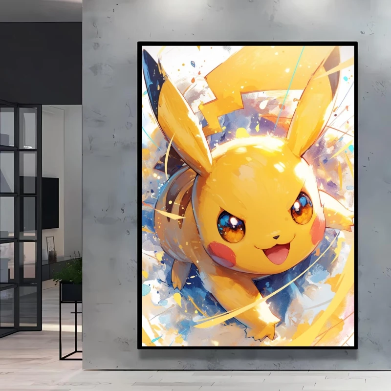 Pokemon Aquarell-Dekorationsgemälde Pikachu Gengar Einzigartige Kunst für Schlafzimmer Wohnzimmer Geheimnisvolle Dekoration für Anime-Liebhaber – Detail 8