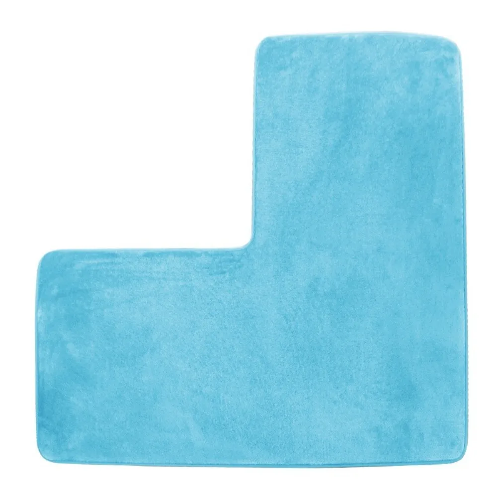 Coral Fleece L-shaped Floor Mat Washable Non Slip Corner Bathroom L-shaped Rug Soft Colorful Living Room Bedroom Carpet