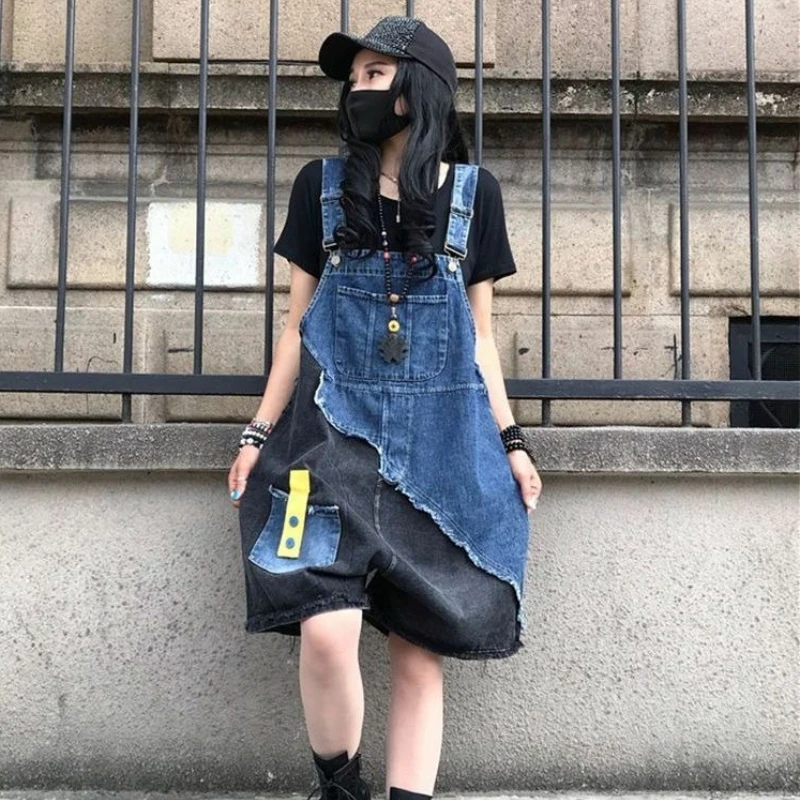 

2026 New Women's Summer Denim Overalls, Loose Wide Leg 5-Point Jean Shorts, Plus Size Trendy Fashion One-Piece Bottoms