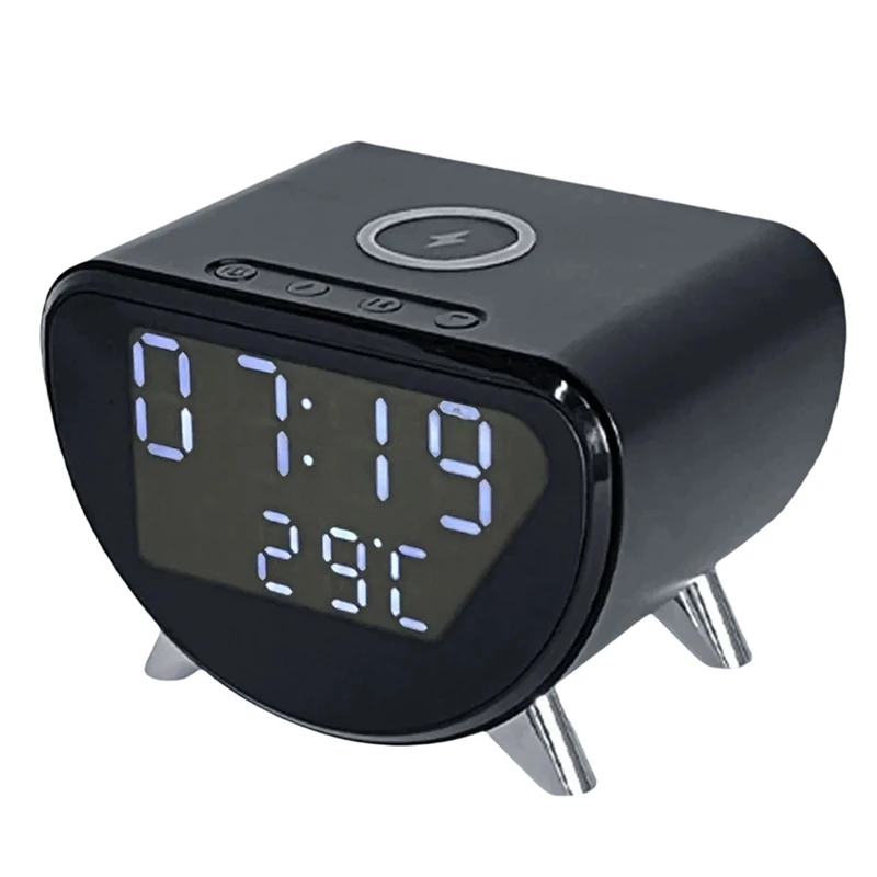 Multifunctional Alarm Clock Temperature Clock Wireless Charger LED Mobile Phone Three In One Wireless Charger