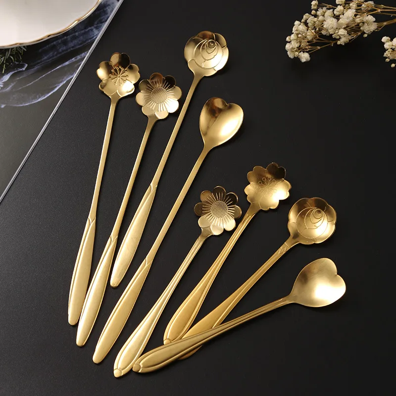 

1pc Stainless steel spoon short handle long handle stirring spoon heart-shaped coffee dessert ice cream spoon kitchen supplies