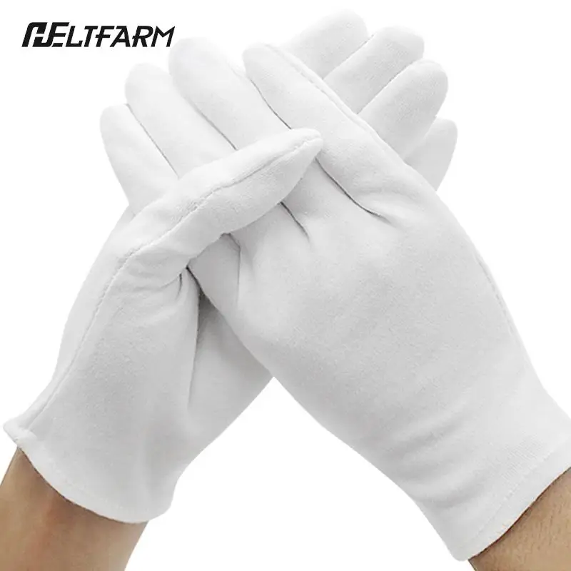 Gants en coton blanc à doigts complets pour hommes et femmes, mitaines inconnu de la sueur pour serveurs, chauffeurs, bijoux, travailleurs, 1 paire