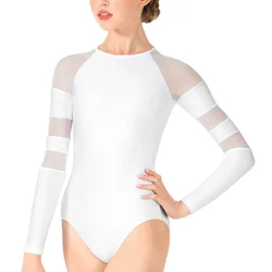 MiDee Classical Dance Costume Girl Women Splicing Half High Neck Modern Lyrical Gymnastics Leotard Dance Wear Stage Professional
