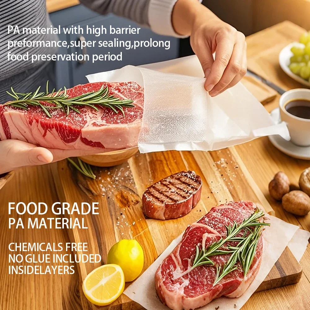 Vacuum Food Bags Adopt Eco-Friendly Food-Grade Materials, Featuring Good Fresh-Keeping Effect for Convenient Food Storage