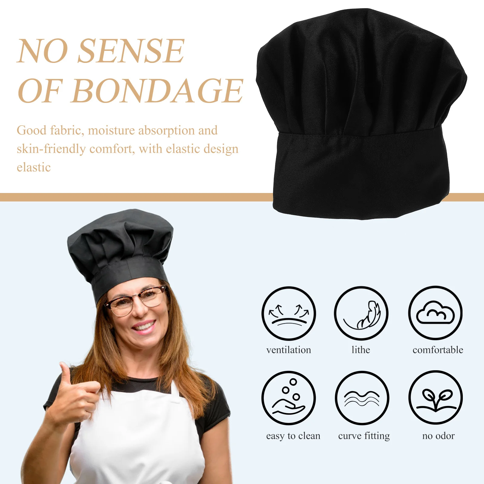 Koksmuts Katoenen doek Elastisch ontwerp Comfortabel voor heren Dames Keuken Werken Ober Hotel Bakkerij Grill Koken