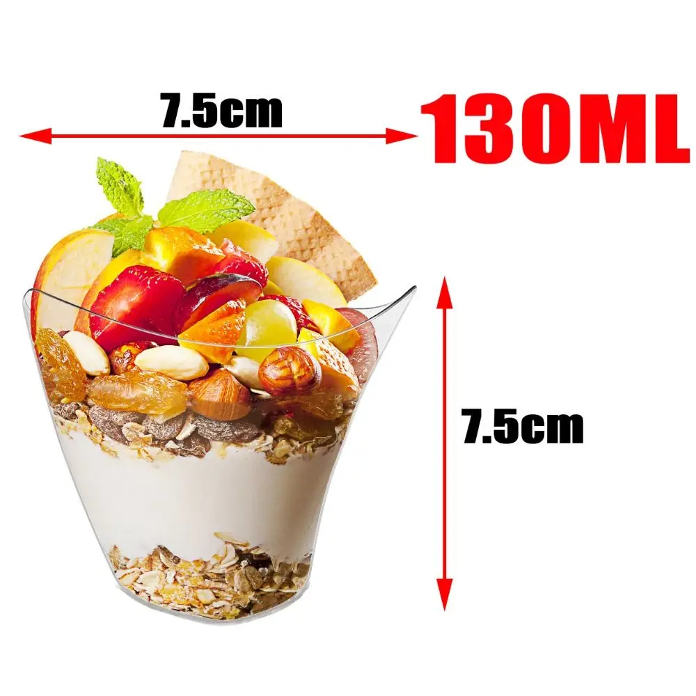 

10Pcs Yogurt Cup Disposable Mousse Cup Clear Plastic Pudding Cup Transparent with Cover Dessert Cake Cup