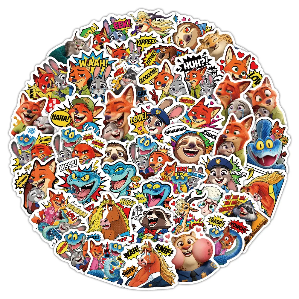 63 STKS Cartoon Disney Zootopia 2 Sticker DIY Decoratie PVC Waterdicht Skateboard Notebook Graffiti Speelgoed