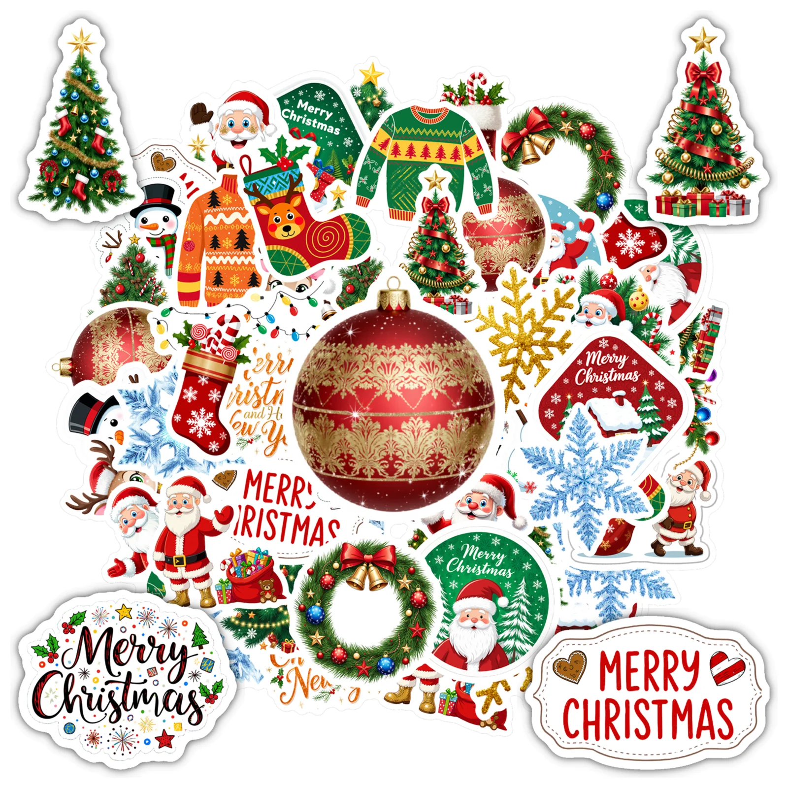 35pc Waterproof Christmas Stickers Festive Stickers Stationery Fun Kids Stickers for Luggage Laptops Suitcases Party Favor Decor