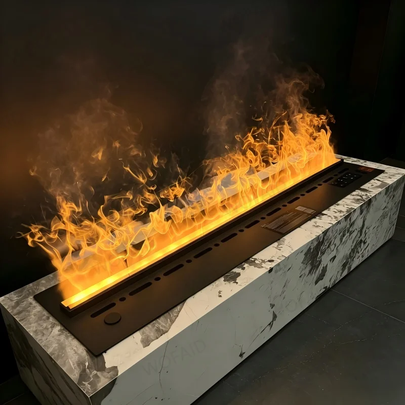 150CM Water Vapor Fireplace Large 3D Mist Flame Ultrasonic Electric Fire WiFi Smart Control Color Changing LED Firebox Emission
