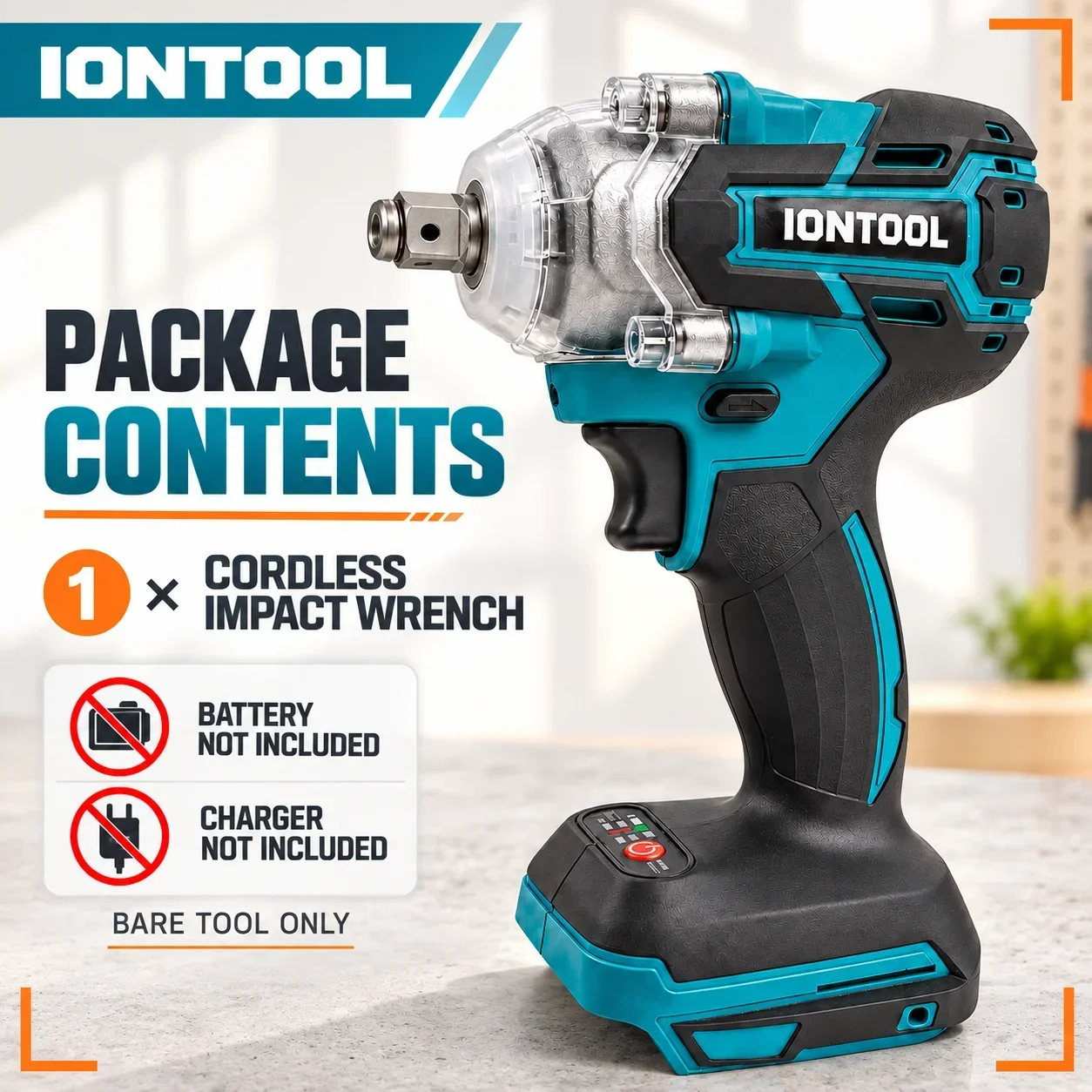 IONTOOL DTW285 Cordless Impact Wrench Remove Stubborn Lug Nuts with 350N 1/2 Inch 3500RPM for DIY Auto Care Tool Only