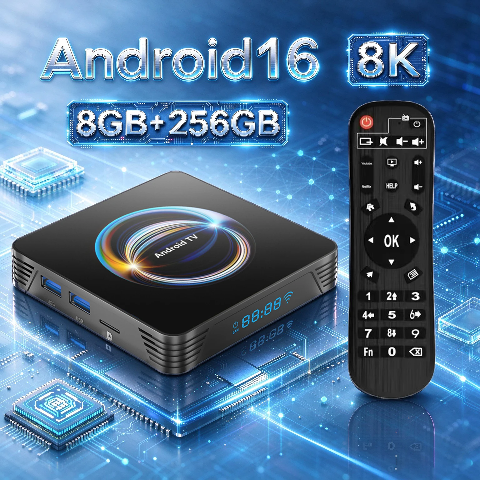Caja de TV Inteligente Android 16 RK3528 X66 32GB 64GB 128GB 256GB Asistente de Google BT6.0 Wifi6 Reproductor de Video 8K Medios Caja de Recepción