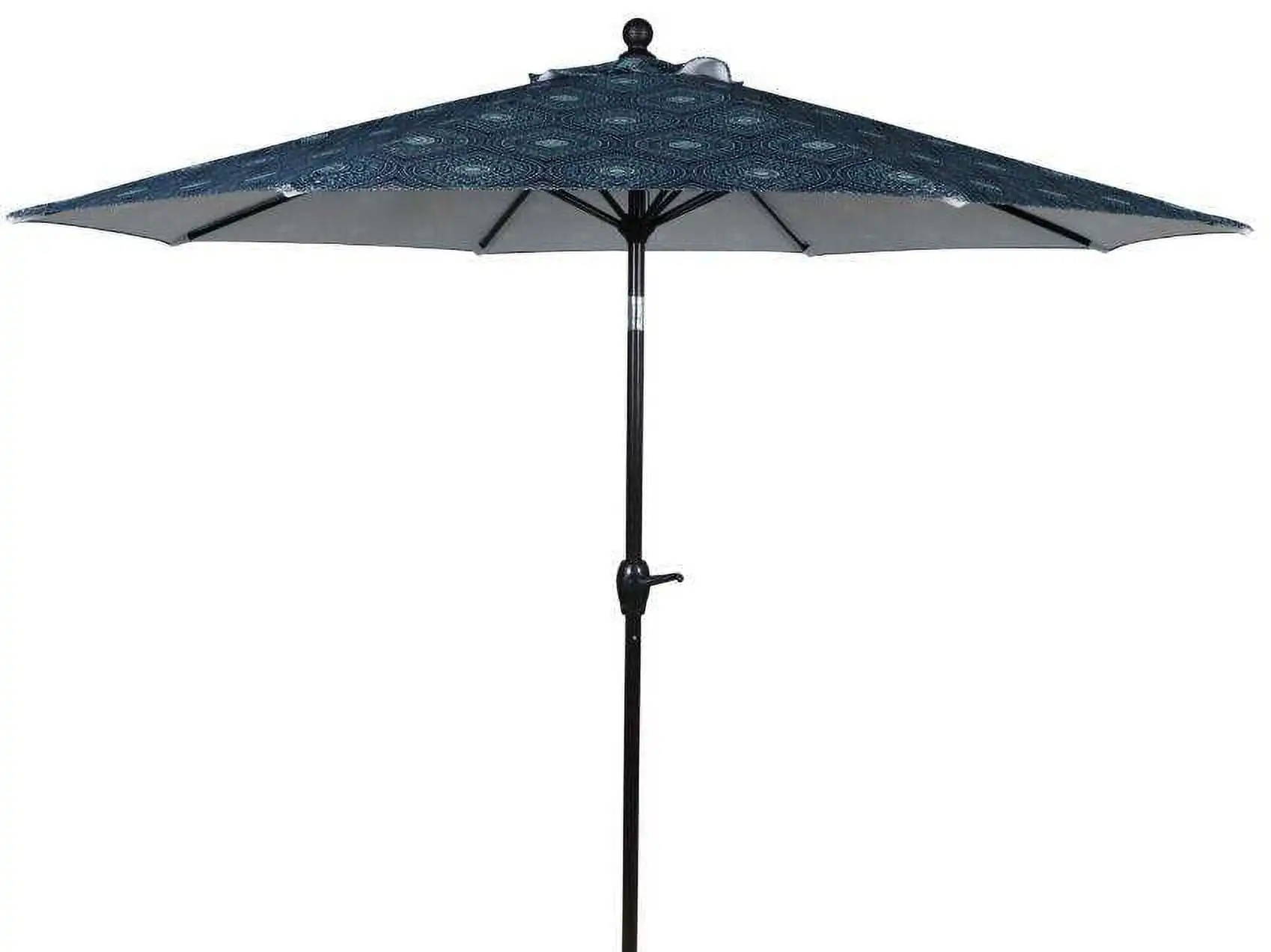 8' Blue Medallion Round Tilting Patio Umbrella, Adjustable Tilt