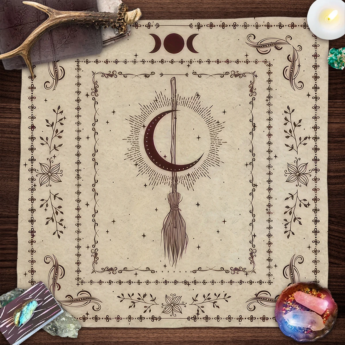 Tarot Table Cloth Wicca Altar Cloths Triple Moon Tarot Card Table Cloth Witchcraft Divination Tarot Mat Decor Oracle Card Pad