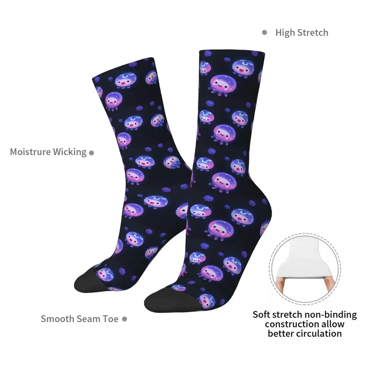 Baby Jellyfish Socks Harajuku Sweat Absorbing Stockings All Season Long Socks Accessories for Unisex Gifts