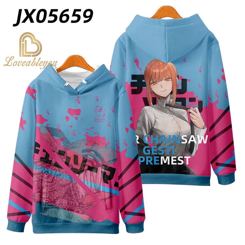 Sudadera con capucha de motosierra para hombre y mujer, jersey de manga larga con estampado 3D de Makima Pochita, ideal para Cosplay
