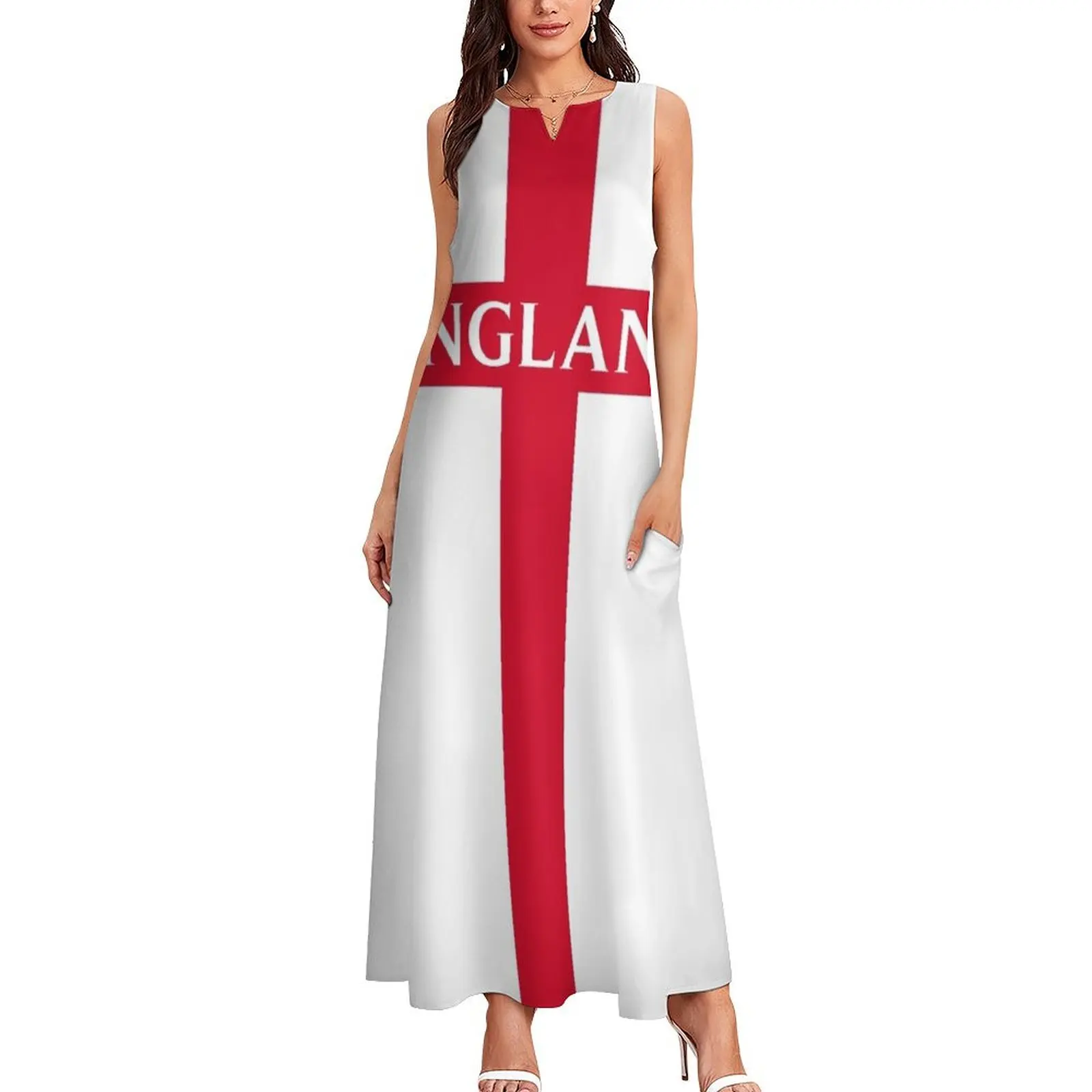 ENGLAND ST. GEORGE CROSS, BY SUBGIRL Long Dress prom clothes Women"s summer skirt