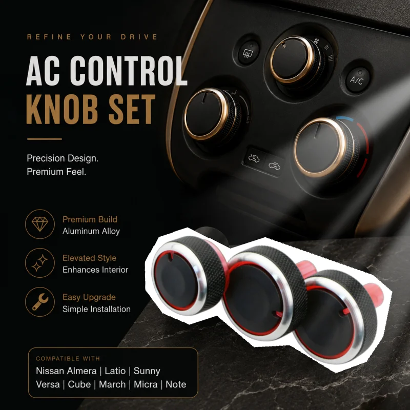 Car Air Condition Durable Button Knob for Nissan Almera Latio Sunny Versa Cube March Micra Versa Note Aluminum Alloy Accessories
