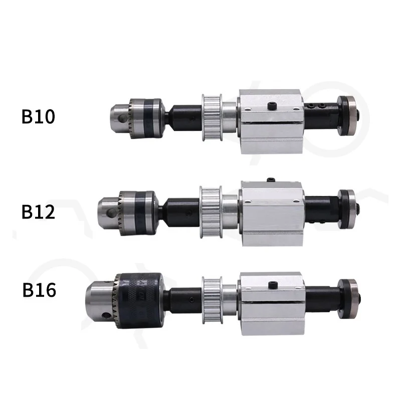 Unpowered Spindle Assembly B12 Drill Chuck Lathe Spindle Assembly Small Lathe Accessories Trimming Belt B10/B12/B16 Drill Chuck