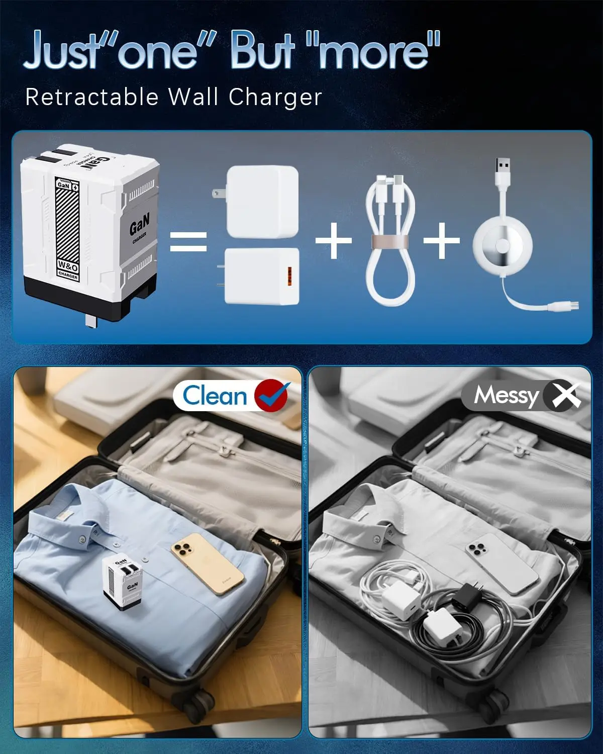 120 W schnelles Ladegerät, einziehbares Lightning-Typ-C-GaN-Ladegerät, Telefon-Ladegerät-Adapter für iPhone, Android, Samsung, Xiaomi, Tablet, Laptop – Detail 2