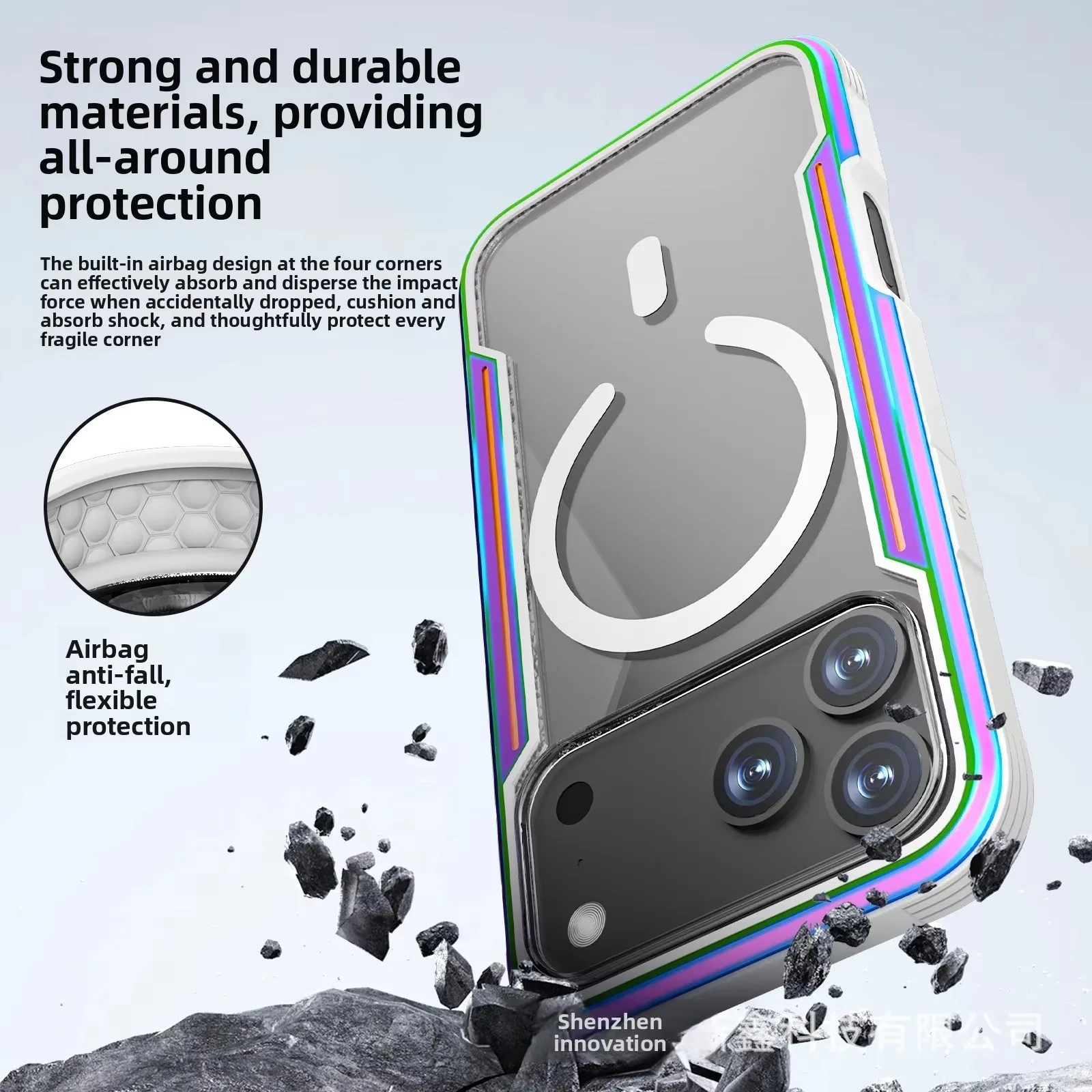 

For Apple 17pro Max Transparent Magnetic Metal Phone Case Shell Drop-Resistant for Iphone 17 Pro Max