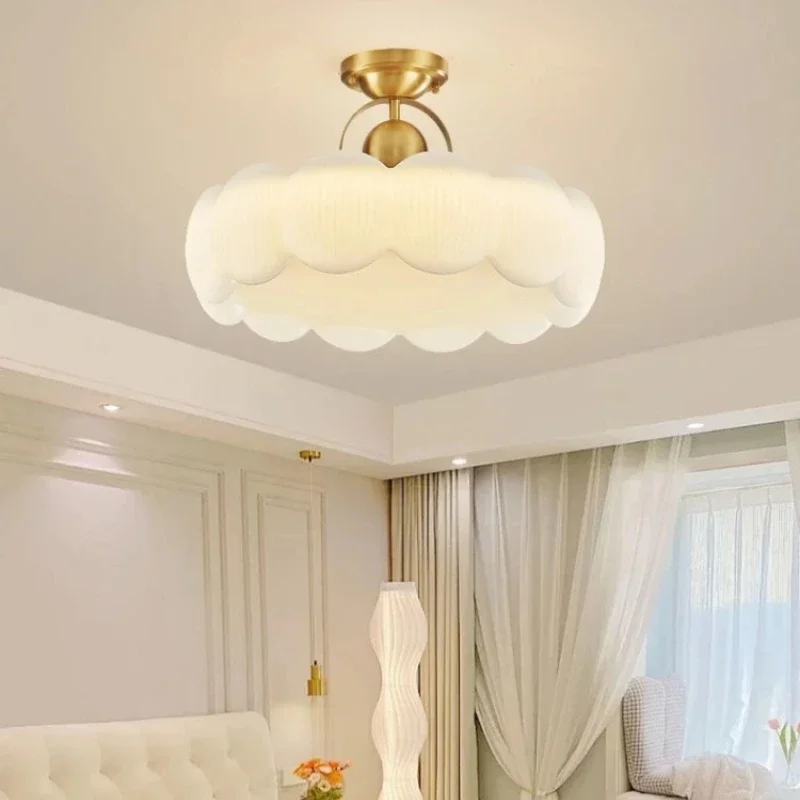 Modern French Cream Colored Ceiling Light Suitable for Children's Rooms Bedrooms Cloakrooms Ceiling Lights Cute Hanging Design
