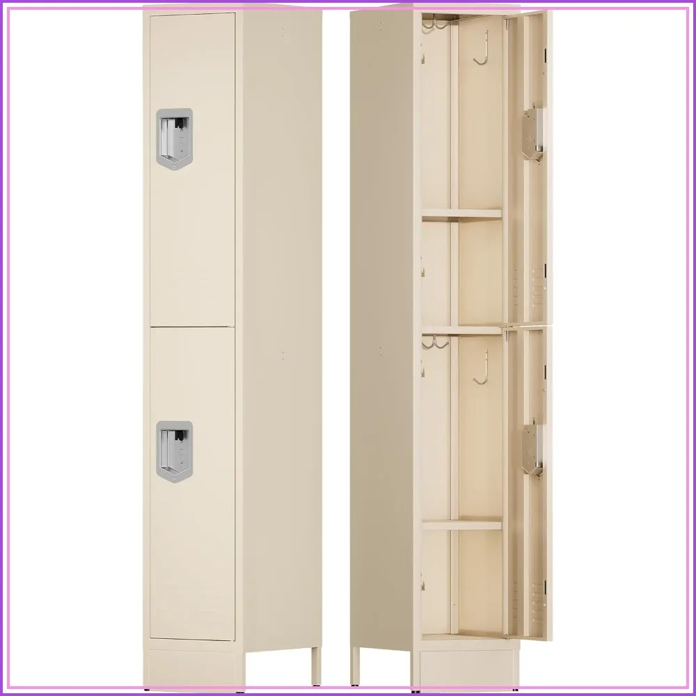 2 Door Metal Storage Locker for Gym Office, Heavy Duty Steel School Locker