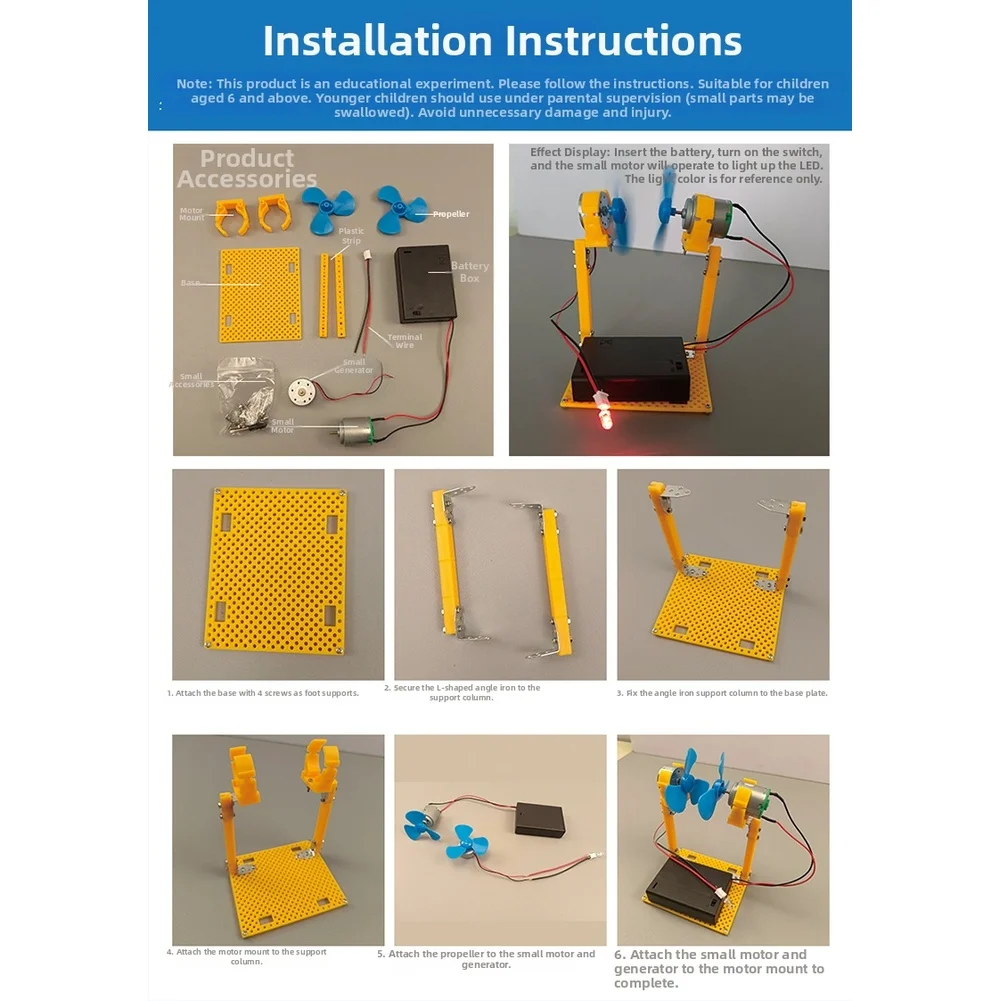 Wind Turbine STEM Kit for Children Ages 6 and Older Featuring Plastic and Metal Components for Safe Renewable Energy Exploration