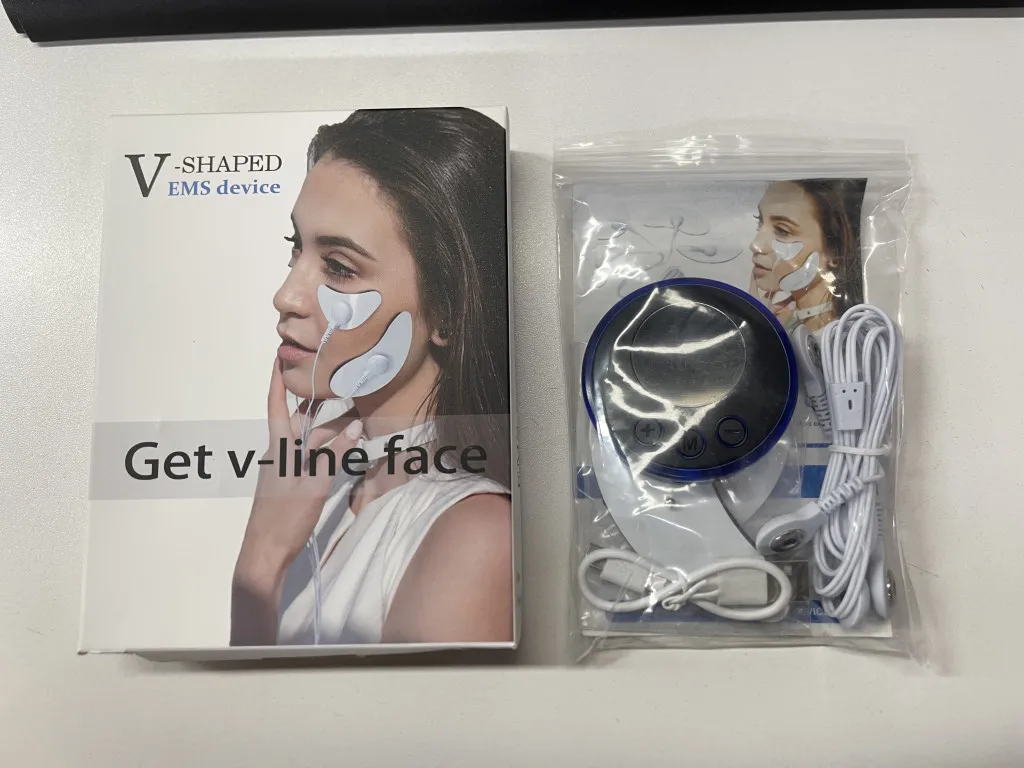 Electric EMS Eye Beauty Device Facial Massager 8 Modes 19 Levels Rechargeable Skin Care Tool with Eye Patches for V Line