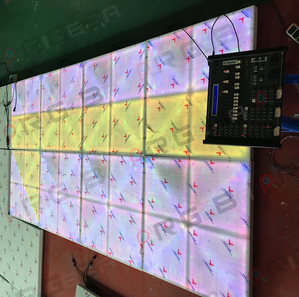 High Quality 1x1m  Led Dance Floor RGB Dance Tiles Panels DMX Portable Glass Disco Night Club Floor view 3