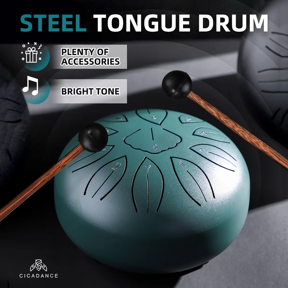 

Tongue Drum 6'' 11 Notes Meditation Yoga Steel Drums Sound Healing Tamborine C Key With Drumsticks Music Gifts For Kids Beginner