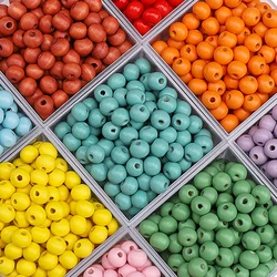 8mm 50Pcs/Bag Wooden Solid Color Spray Painted Round Beads Unique Loose Beads Handmade DIY Making Jewelry Bracelets Earrings Acc