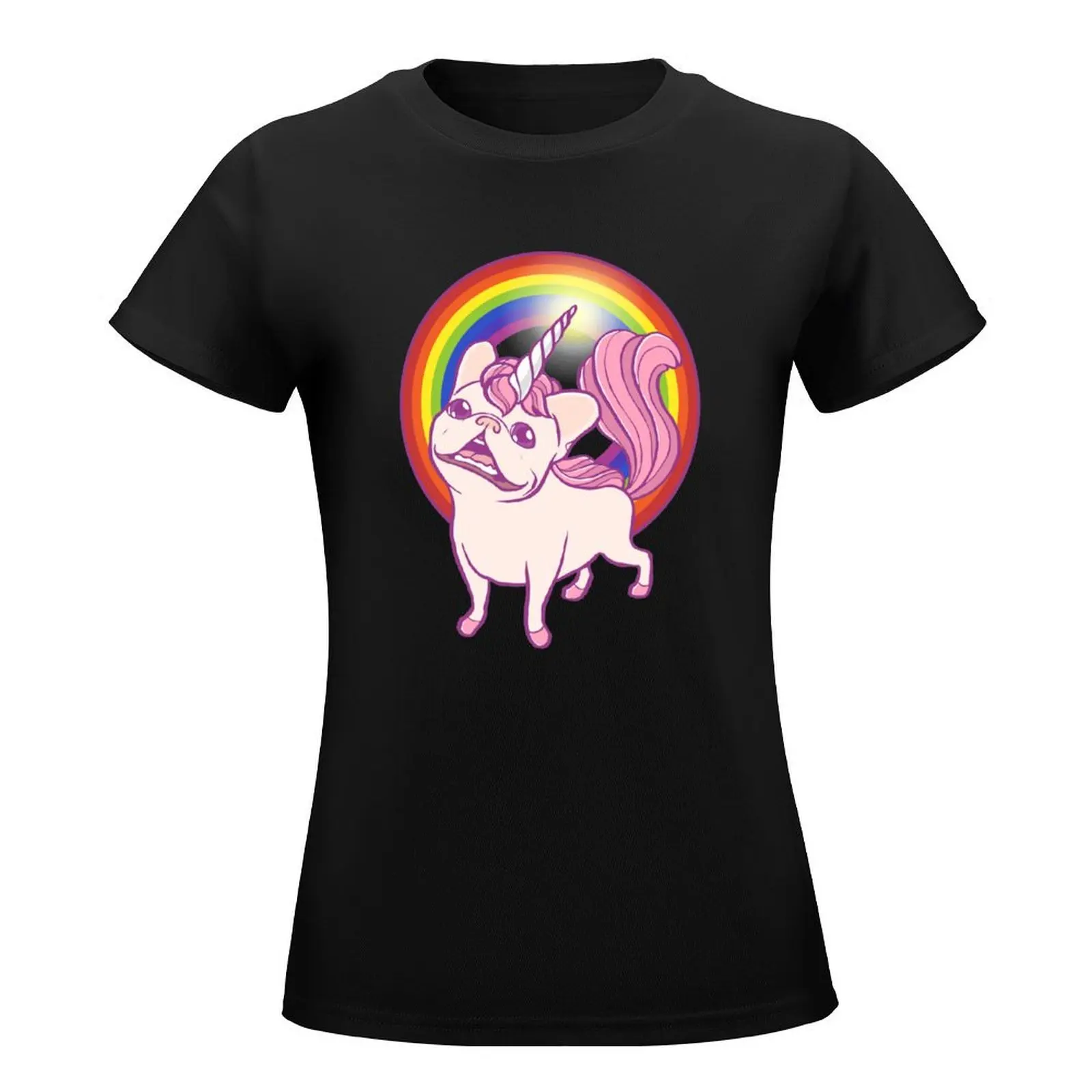 The Unicorn Frenchie T-Shirt female tops lady clothes shirts graphic tees t-shirts for Women graphic tees