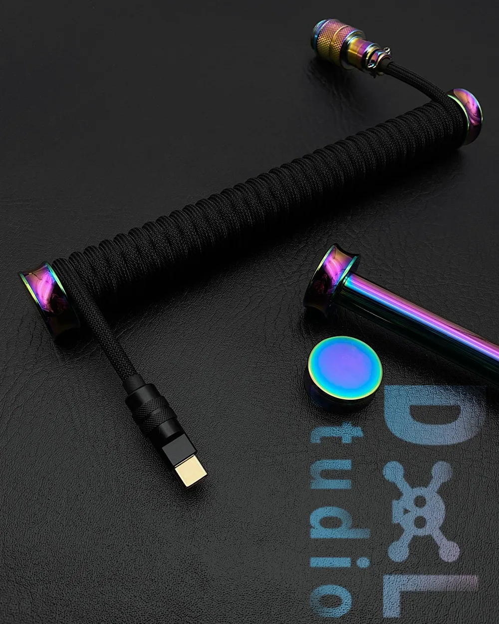 Custom Aviator Plug Mechanical Keyboard Cable,Spiral Coil Spring Charging Cord,Professional Braided Data Line, Desktop Accessory