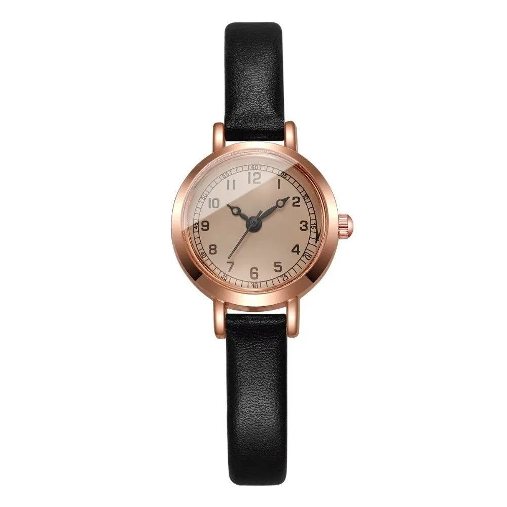 Elegant Ultra-Thin Case Women Quartz Wristwatch Leather Strap Lightweight Wrist Watch Minimalist Watch Women