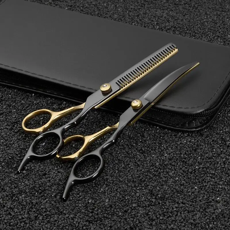 Pet Grooming Scissors Kit, Cat Hair Thinning Shear, Preto e Dourado, 6.5\