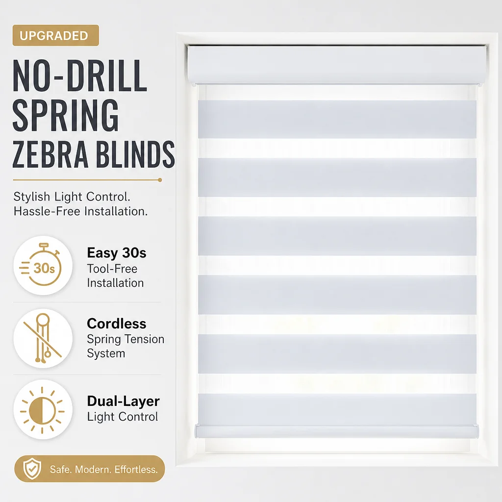 Hot Selling Dual Layer Manual Cordless Zebra Blinds  For Bedroom Living Room Kitchen Windows