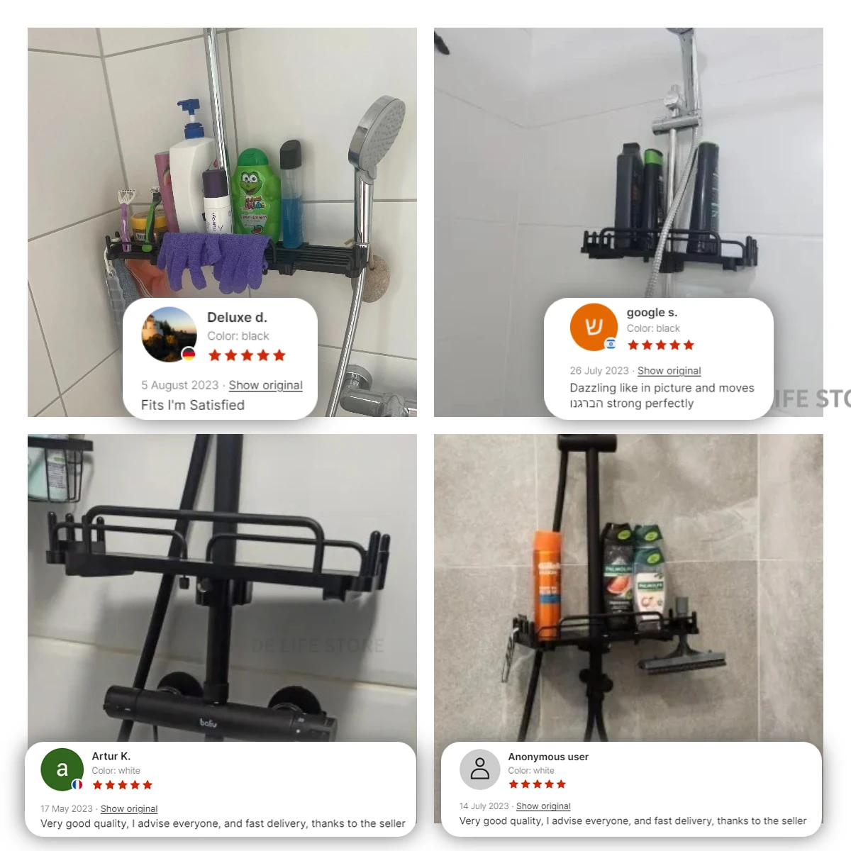 Ausziehbares Duschregal, Badezimmerregal ohne Bohren, Shampoo-Tablett, Duschaufbewahrungshalter, Badezimmer-Zubehör – Detail 2