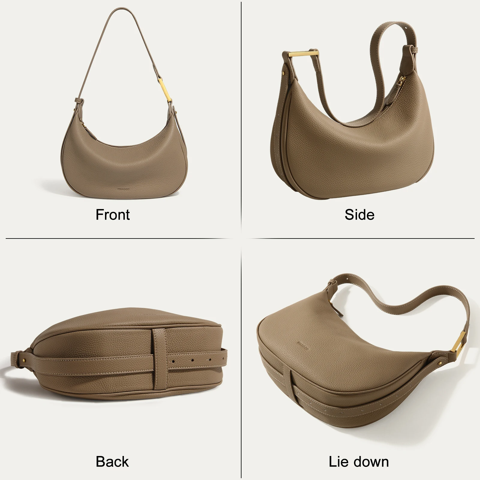 ITAMOOD Retro Style Saddle Shoulder Bag Solid Color Hobo Bag Women\'s Leather Underarm Purse Luxury Brand Bag