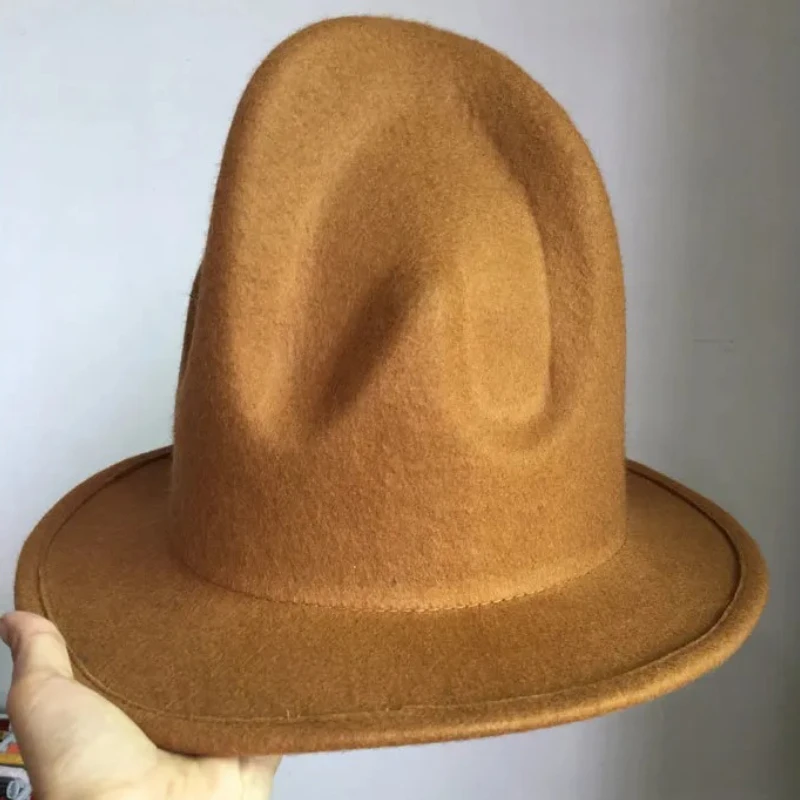 2025 New Winter Pharrell Hat Felt Fedora Hat for Woman Men Hats Black Top Hat Male 100% Australia Wool Cap Gift Fashion Magician