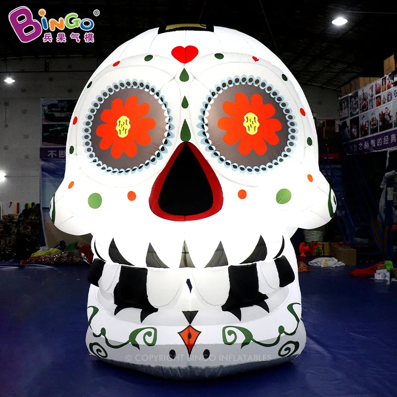 

Giant Inflatable Skull Balloon For Halloween Garden Decoration 3.2x3.6x3.8 Meters Ghost Head Balloon With LED Lights Props